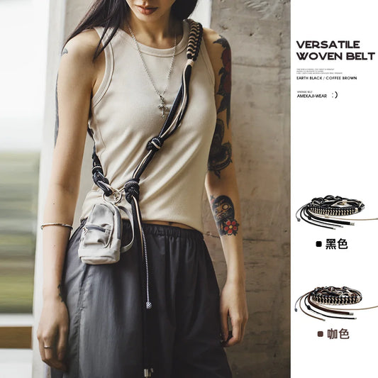 Vintage Braided Rope Belt Women's Waist Rope Waist Chain Accessories Decorative Belt Adjustable