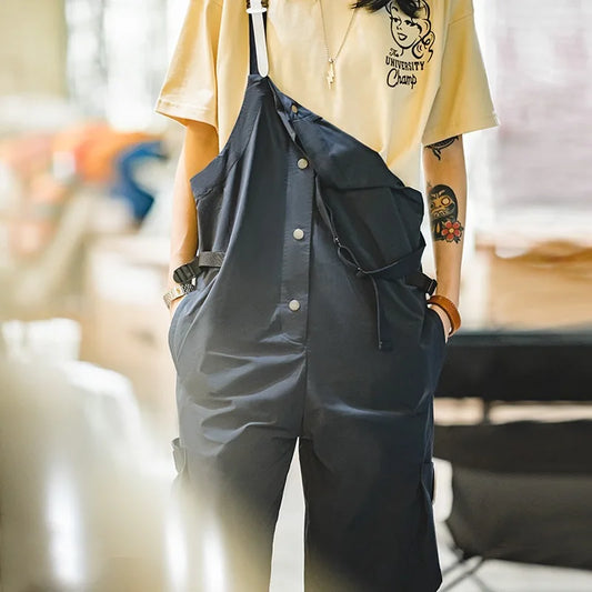 Women Jumpsuits Retro Overalls Mountain Series Large Pocket Jumpsuit Waterproof Loose Sleeveless Playsuits Cargo Pants