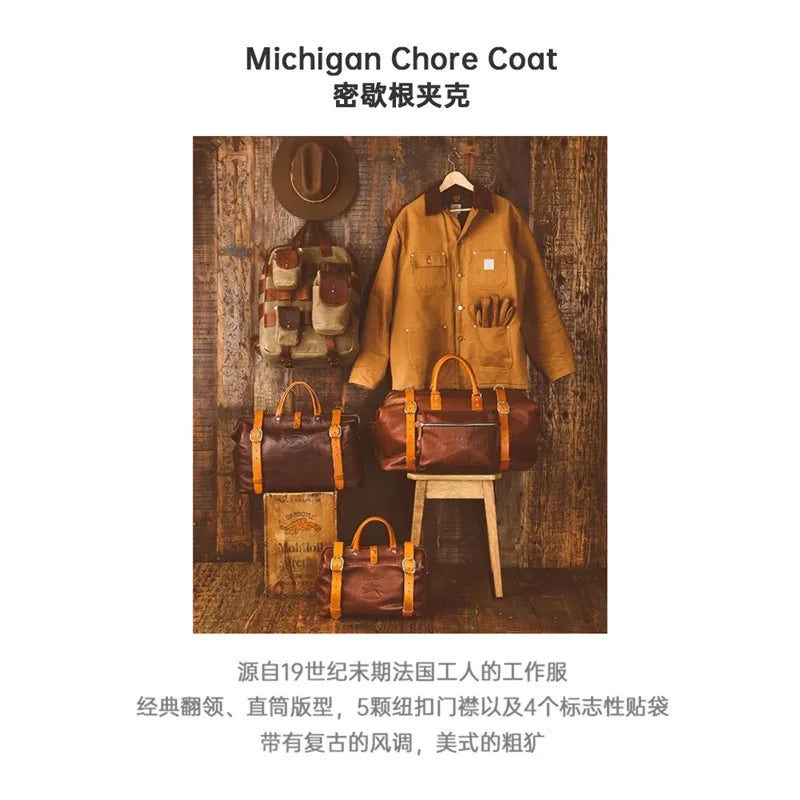 -Women's American Retro Michigan Jacket Spring and Autumn 100% Cotton Canvas Lapel Long Sleeve Top Short Coat for Women