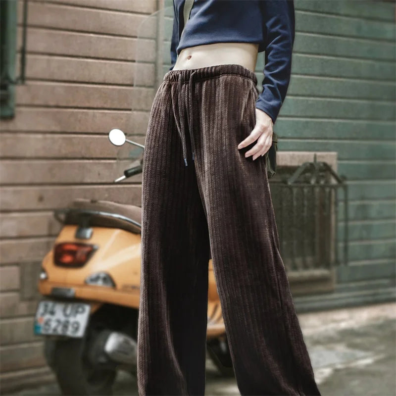 Women's Autumn American Vintage Straight Tube Drop Wide Leg Pants Slim Casual Pants