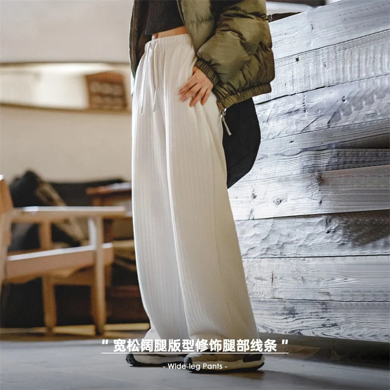 Women's Autumn American Vintage Straight Tube Drop Wide Leg Pants Slim Casual Pants