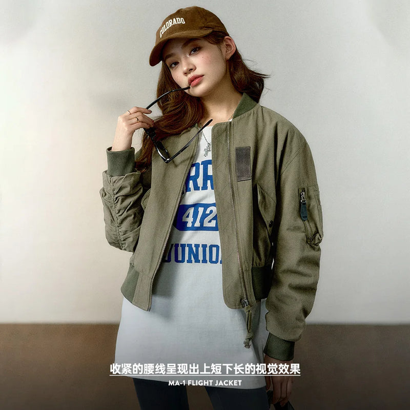 Women’s Bomber Jacket MA1 Winter Fashion Streetwear Retro Varsity Jacket thick Vintage High Quality Cotton Coat 2024 New