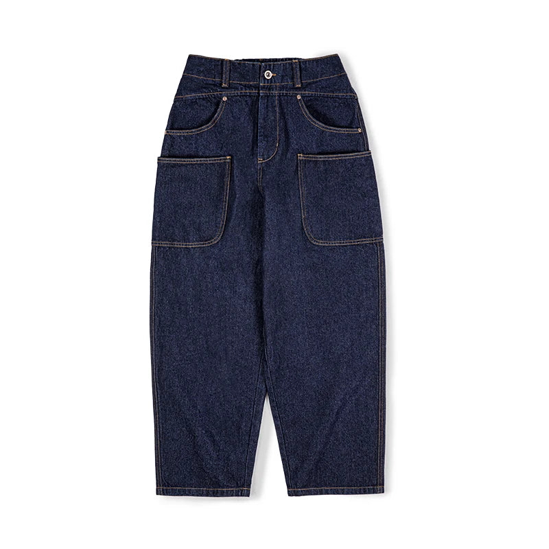 Women's Casual Pants Vintage Multi Pocket 12.0z Cotton Jeans Wide Leg Pants Pure Cotton Workwear Pants