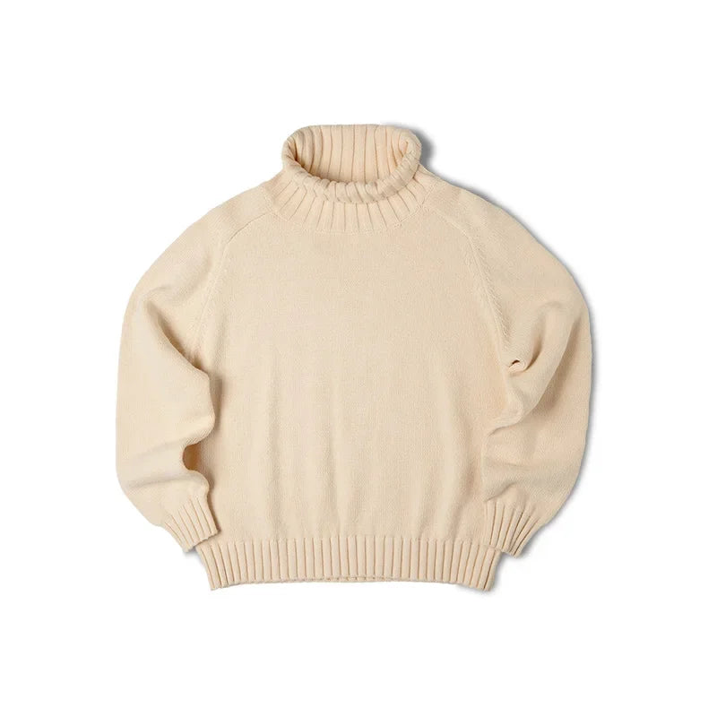 Women's Knit Turtleneck Sweater Solid Color Loose Lazy Sweaters Long Sleeve Tops Autumn and Winter Jumper Casual Pullover