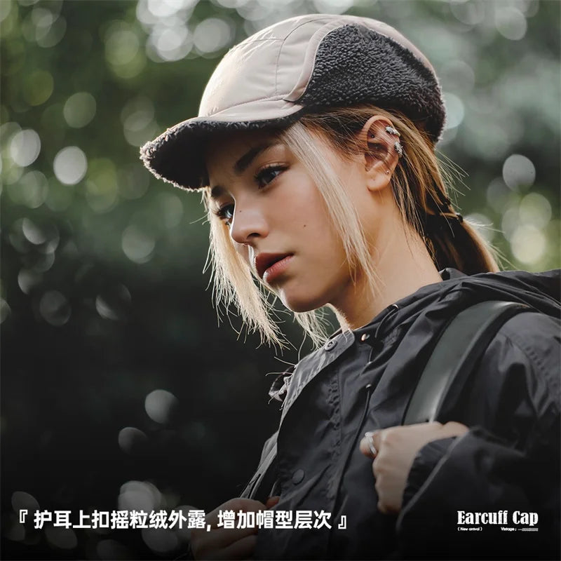 Women's Lamb Hair Ear Protection Hat Winter Warmth Cold Protection Hat Outdoor Cycling Windproof Baseball Hat