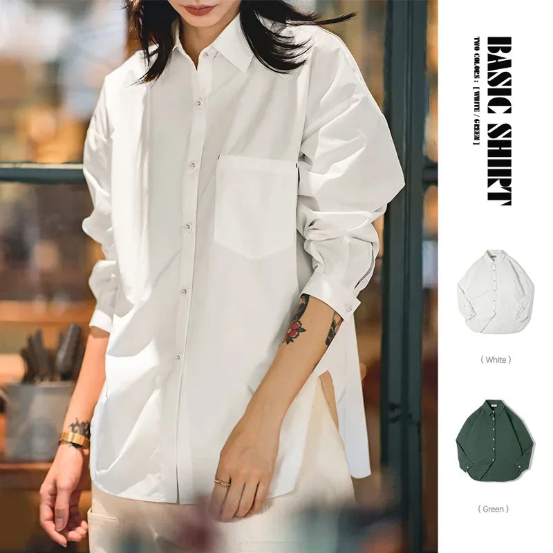 -Women's Long Sleeve Blouses, Casual Loose Shirts, Monochromatic, Basic Fashion Tops, Female Clothing, Elegant and Youth