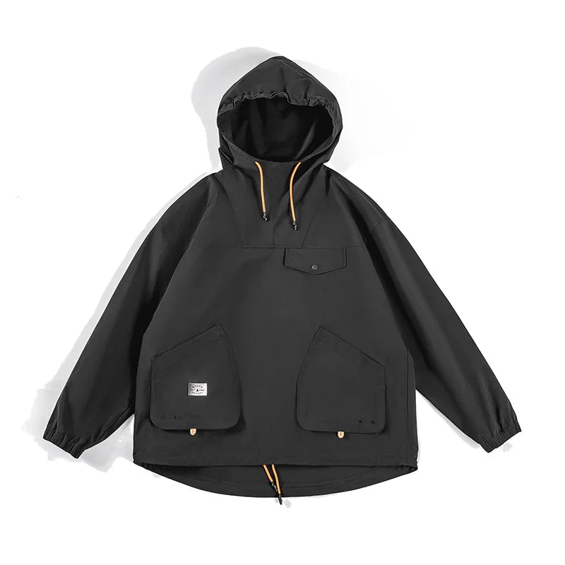 -Women's Multi-Pocket Hooded Jackets, Korean Fashion, Windproof Pullovers, Y2k Sports Outerwears, Casual, Outdoor, Autumn