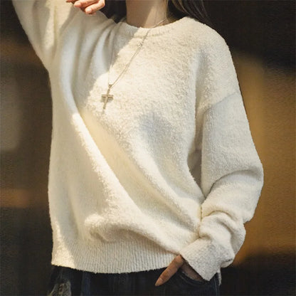 Women's Sweater High-end Minimalist Knit Sweater Autumn And Winter Long Sleeved Warm Pullover Top