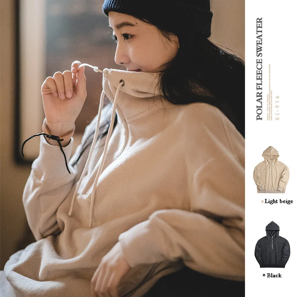 Women's Vintage Fleece Hoodies Autumn Winter Korean Fashion Hoodie Casual Street Sweatshirts y2k Pullover Outwear Tops