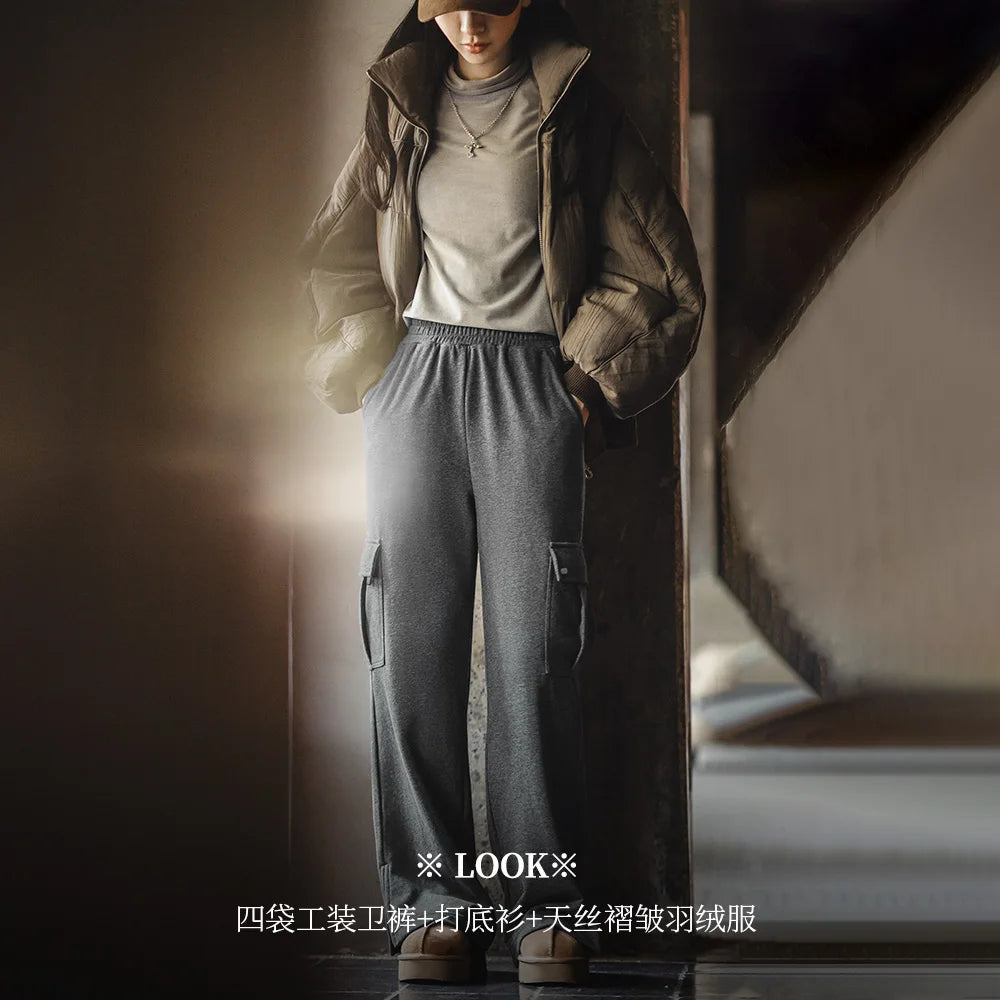 Women's Workwear Casual Pants Design Sports Pants Autumn Winter Straight Cut Wide Leg Long Pants