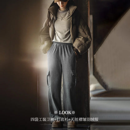 Women's Workwear Casual Pants Design Sports Pants Autumn Winter Straight Cut Wide Leg Long Pants