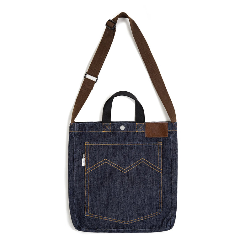 Workwear American Retro Denim Shoulder Crossbody Bag Denim Embroidery Large Capacity Portable Flat Tote Bag for Women