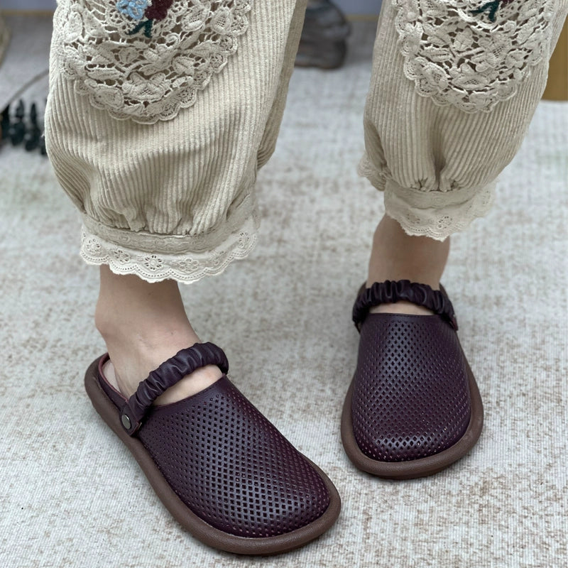 Retro Handmade Leather Hollow Sandals Slippers