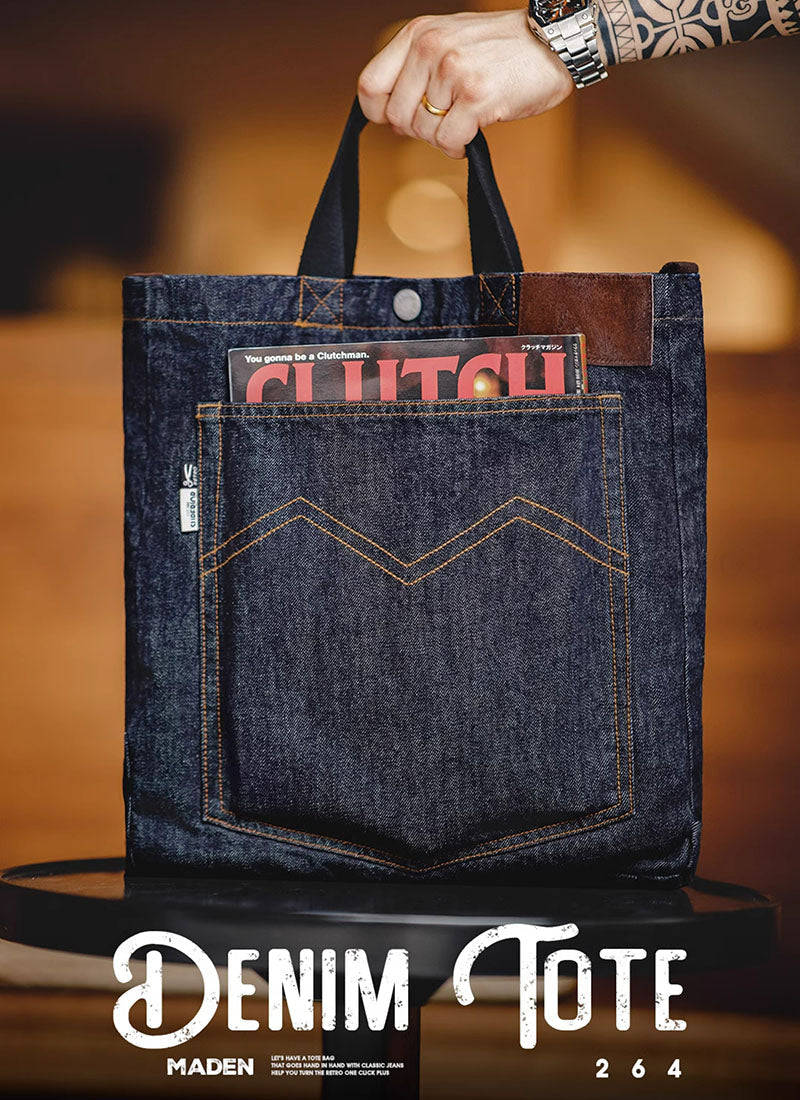 Retro Denim Washed Embroidered Tote Bag Messenger Bag