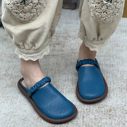 Retro Handmade Leather Hollow Sandals Slippers