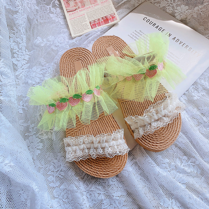 Retro Straw-woven Flat Slippers