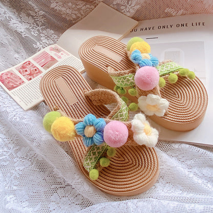 Retro Straw-woven Flat Slippers