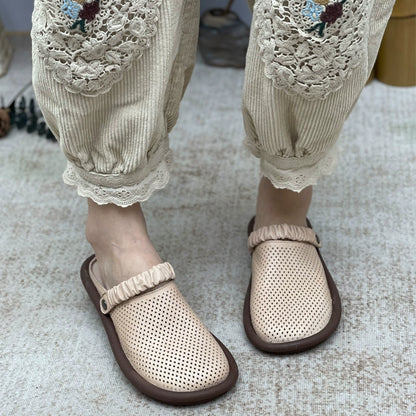 Retro Handmade Leather Hollow Sandals Slippers