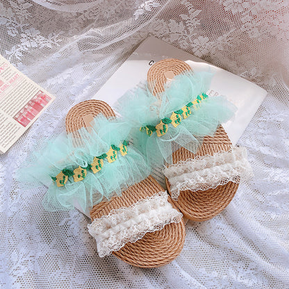 Retro Straw-woven Flat Slippers