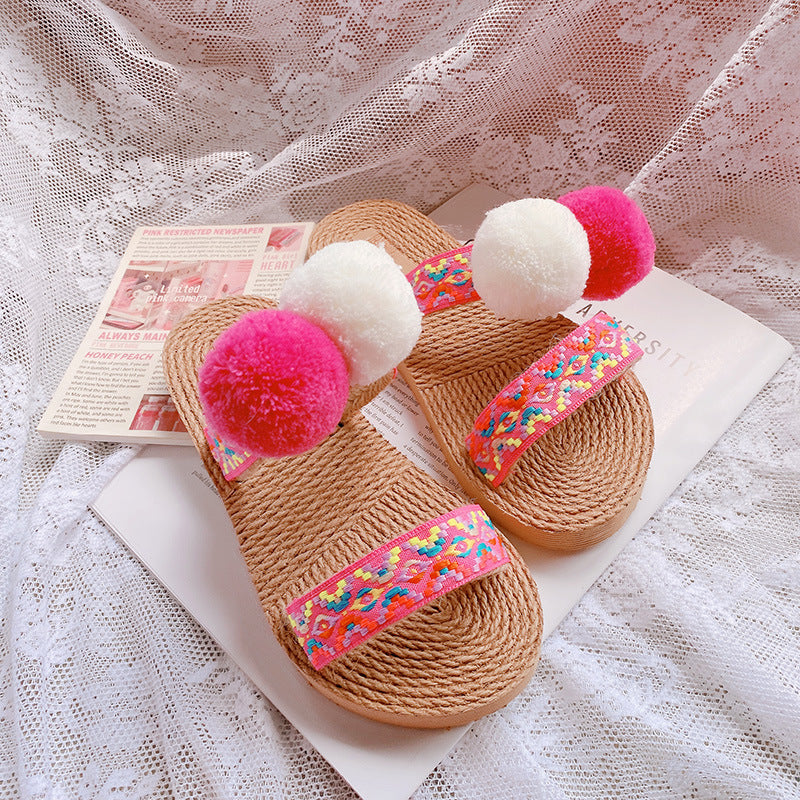 Retro Straw-woven Flat Slippers