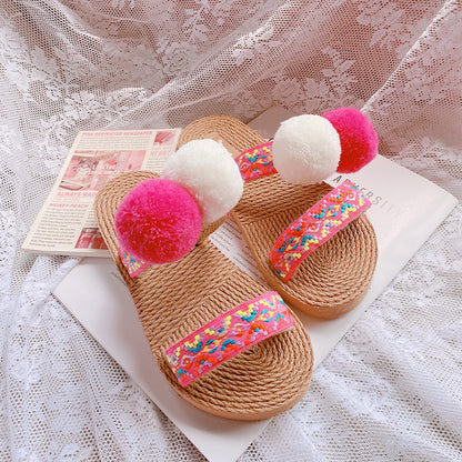 Retro Straw-woven Flat Slippers