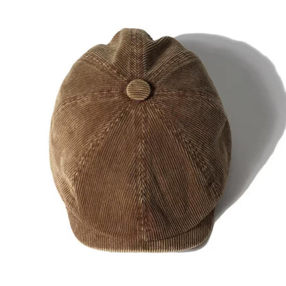 Retro Corduroy Flip Hat Beret Casual Cap Adjustable Hat