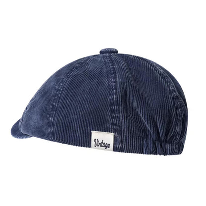 Retro Corduroy Flip Hat Beret Casual Cap Adjustable Hat