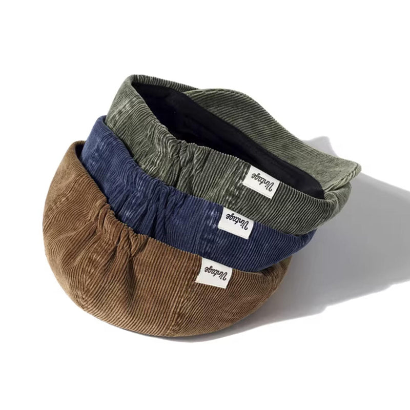 Retro Corduroy Flip Hat Beret Casual Cap Adjustable Hat