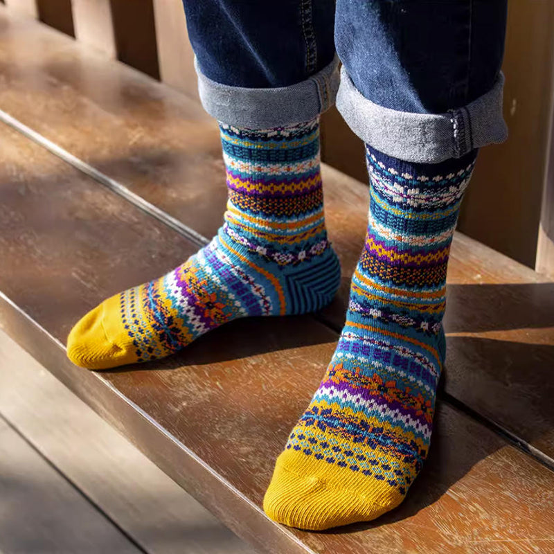 Winter colorful mid-calf socks thickened ethnic style boot socks