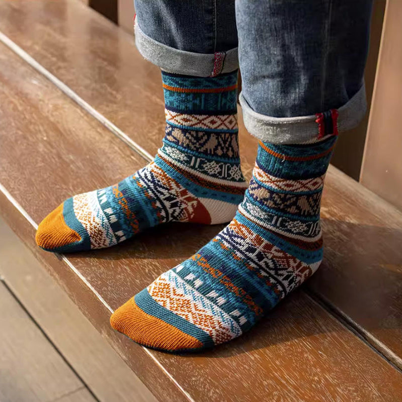 Winter colorful mid-calf socks thickened ethnic style boot socks