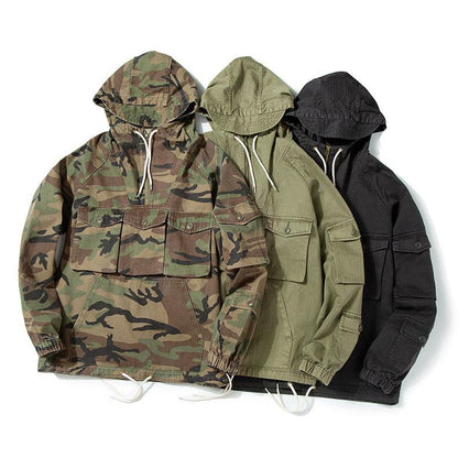 Retro Military Style Camouflage Casual Pullover Hoodies