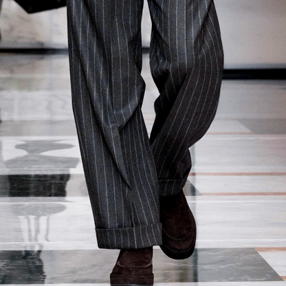Large Size Retro Casual Wool Striped Pants