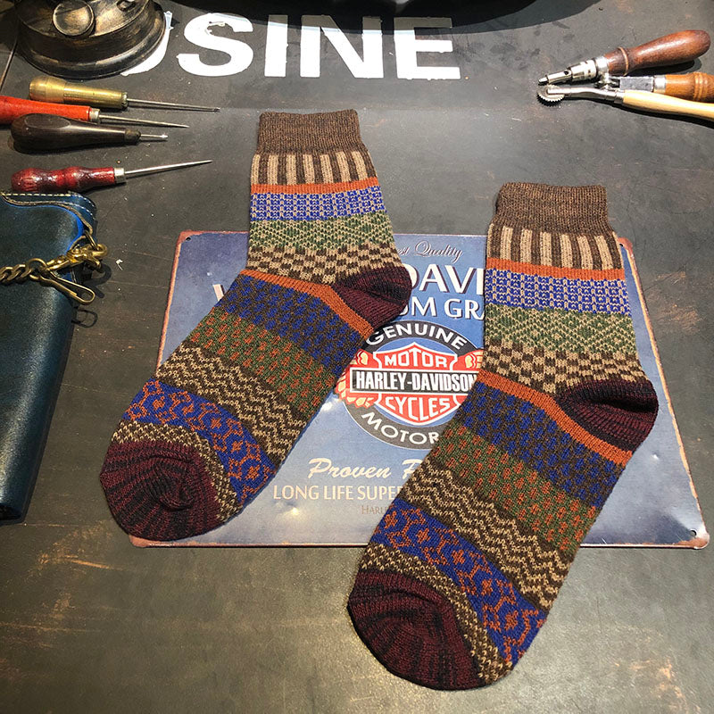 Winter colorful mid-calf socks thickened ethnic style boot socks