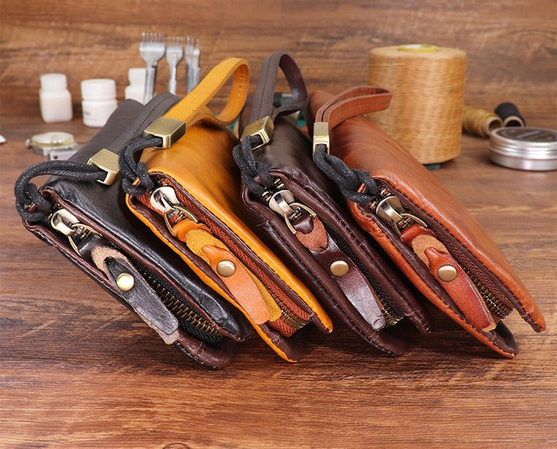 Men's Vintage Genuine Leather Wallet - Handmade Large Capacity Cowhide Money Clip