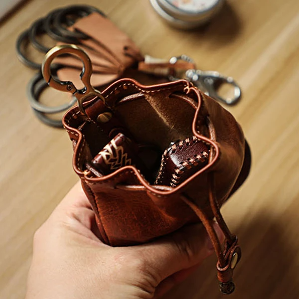 Retro Handmade Leather Coin Bag Storage Bag