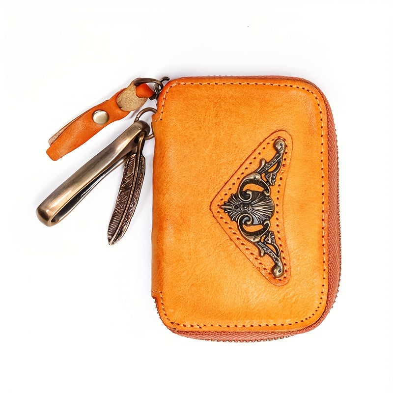 Vintage Leather Key Pouch Also Serves As a Coin And Card Holder