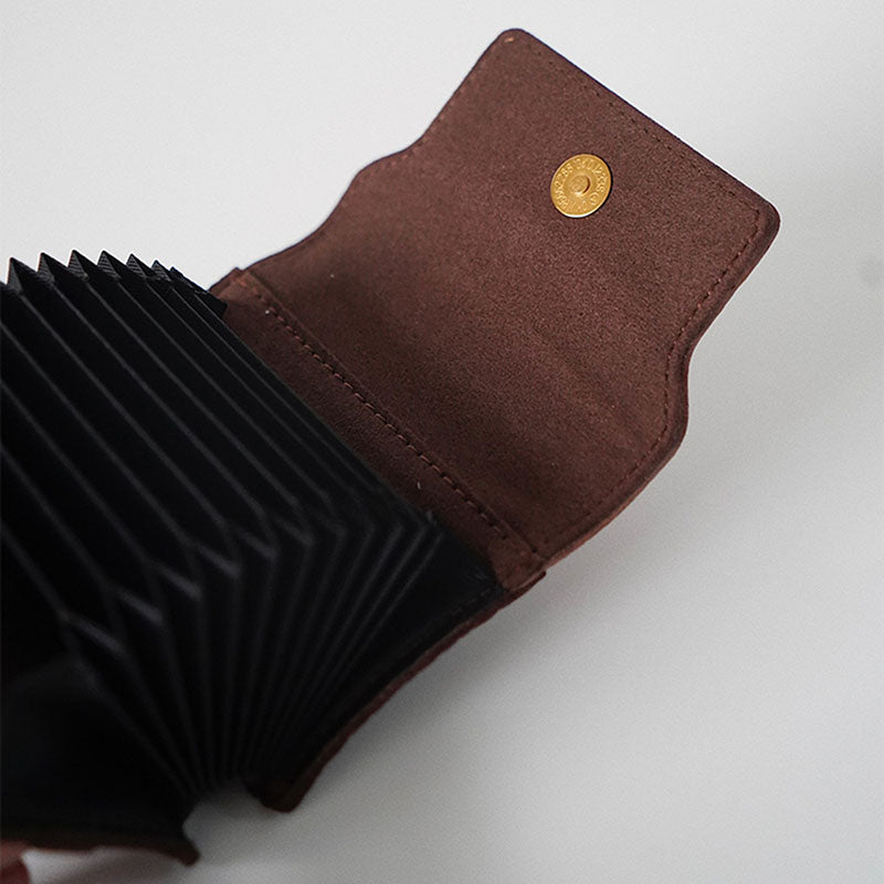 Retro Handmade Leather Accordion Card Bag