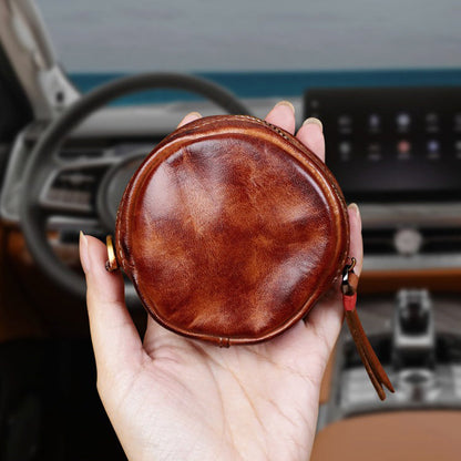 Hand-Brushed Vegetable Tanned Cowhide Coin Bag