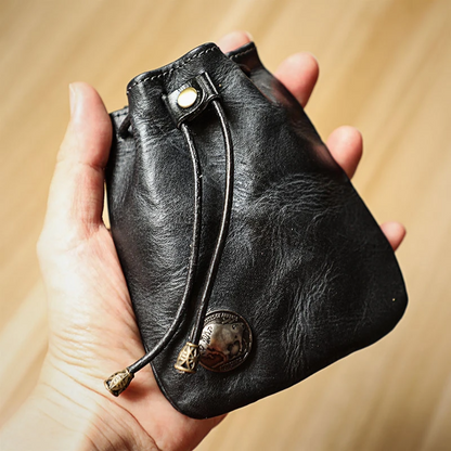 Retro Handmade Leather Coin Bag Storage Bag