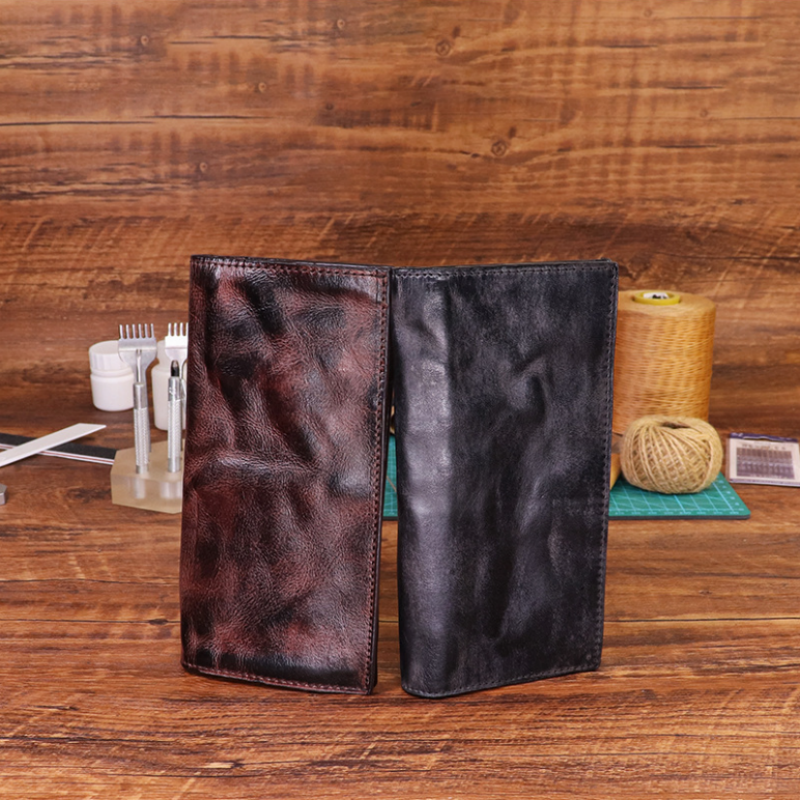 Men's Vintage Genuine Leather Wallet - Handmade Large Capacity Cowhide Money Clip