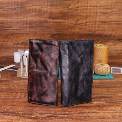 Men's Vintage Genuine Leather Wallet - Handmade Large Capacity Cowhide Money Clip
