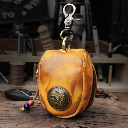 Retro Handmade Leather Coin Bag Storage Bag