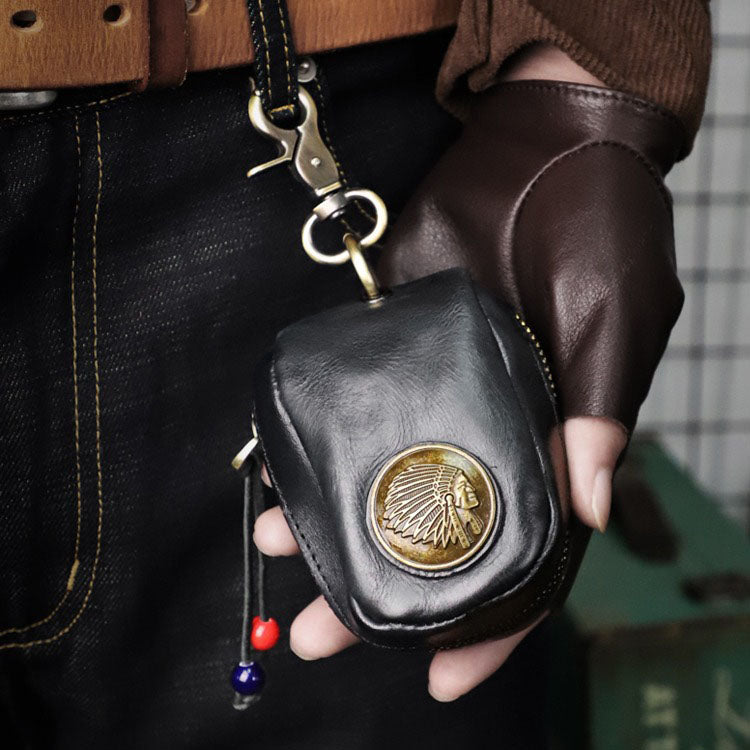 Retro Handmade Leather Coin Bag Storage Bag