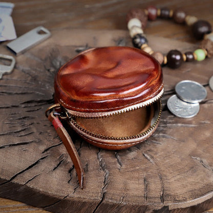 Hand-Brushed Vegetable Tanned Cowhide Coin Bag