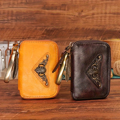 Vintage Leather Key Pouch Also Serves As a Coin And Card Holder