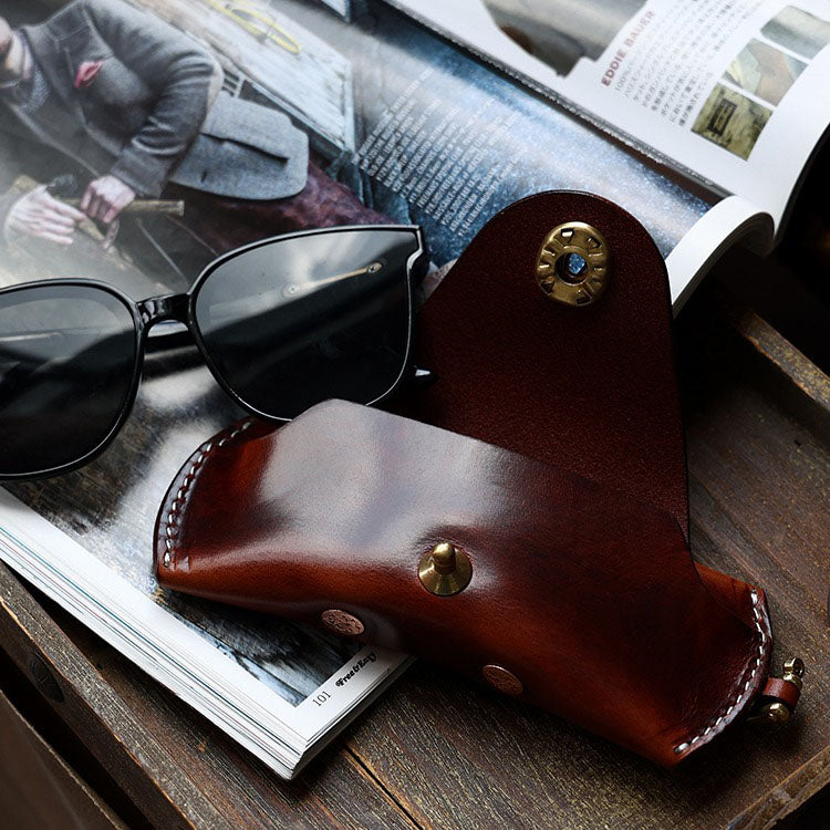 Vintage Tanned Leather Glasses Case