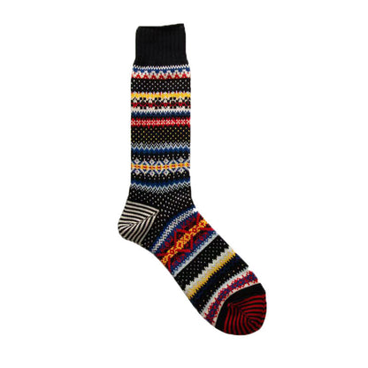 3 Pairs Winter colorful mid-calf socks thickened ethnic style boot socks