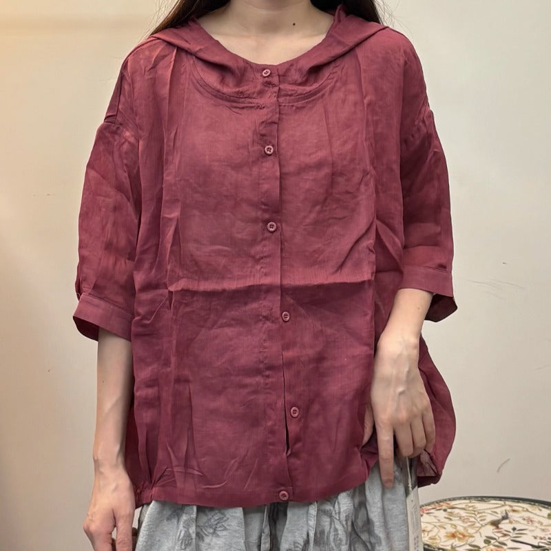 Retro Ramen Loose Hooded Short-sleeved Top