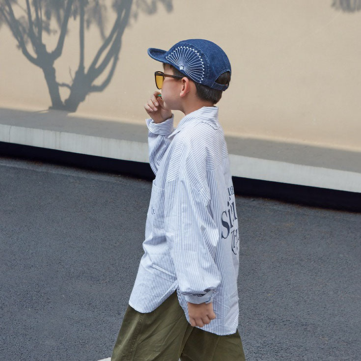 Blue Dyed Denim Embroidered Baseball Cap