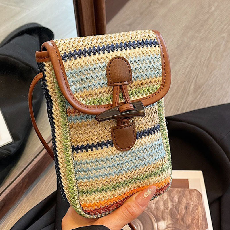 Retro Woven Phone Bag Chic Crossbody Bag